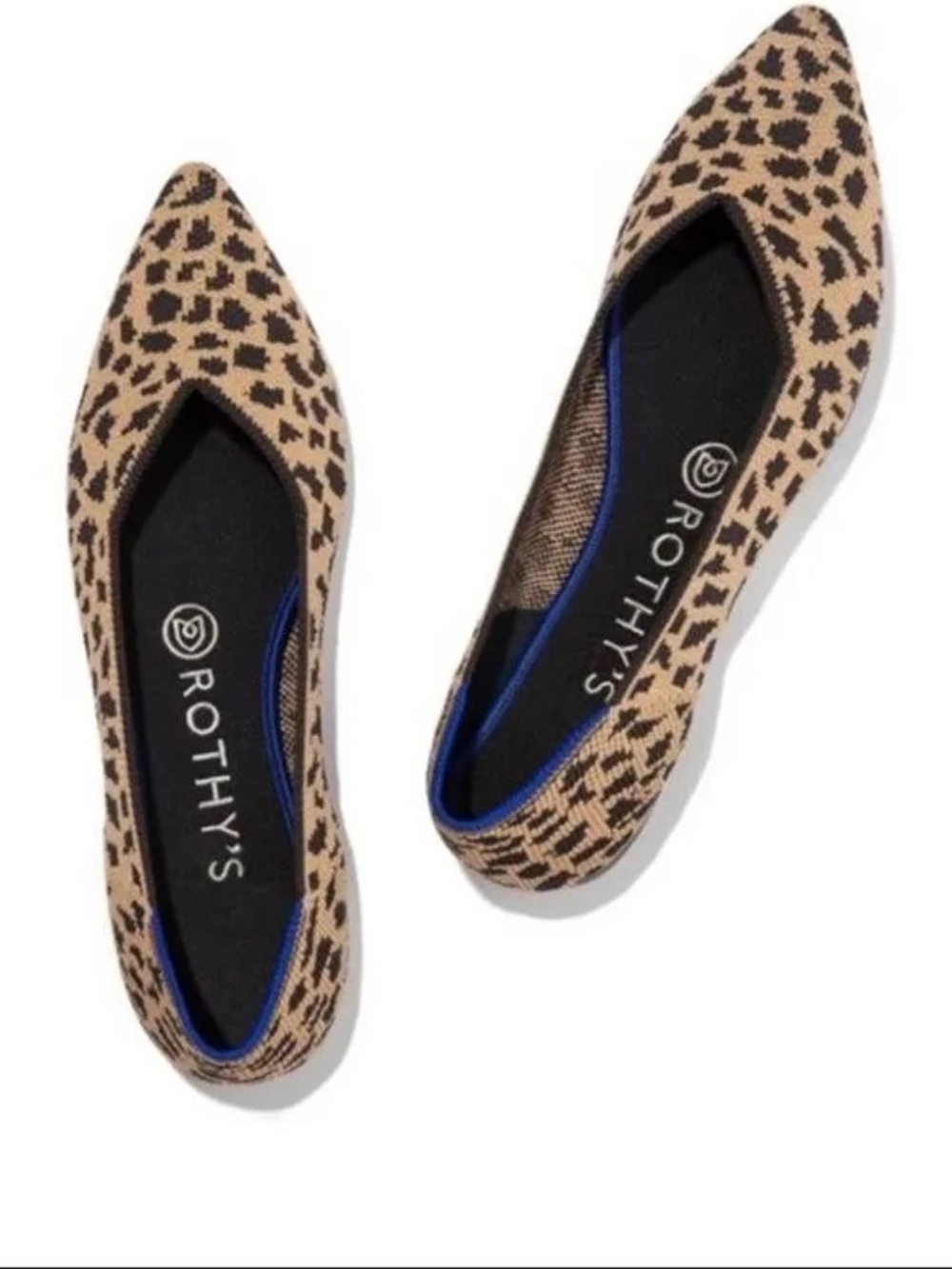 Rothy's (retired) Leopard Knit Pointed Flats - size 8.5, fits 7.5/8.